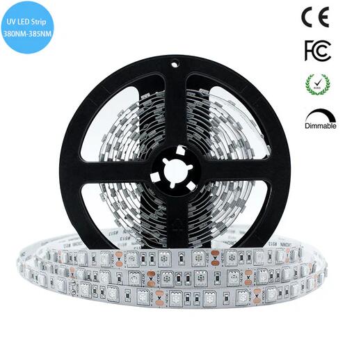 (image for) 380nm 385nm SMD5050-300 12V 6A 72W UV LED Strip Light for UV Curing Currency Validation